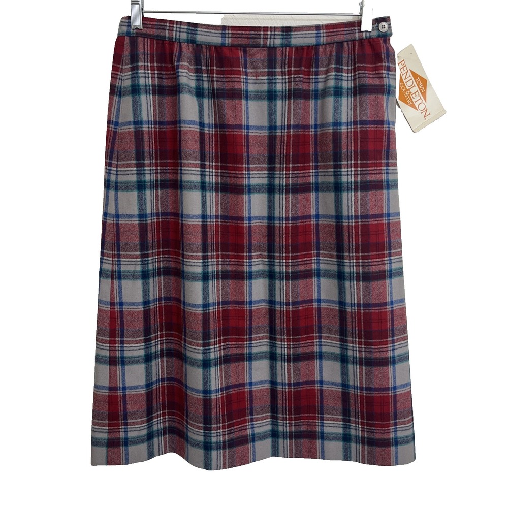 Vtg Pendleton Town & Country Women's Tartan Plaid Skirt Size 14 *HOLE* NWT Wool